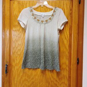 Pretty Charter Club beaded collar top size small